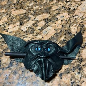 Leather hair stick barrette